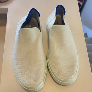 Rothy's Cream and Blue Women's Slip-On Loafers